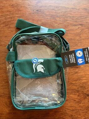 Spartans Green Clear-View Crossbody Stadium Bag with Adjustable Strap